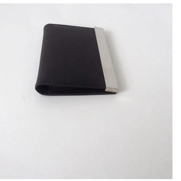 Mens Leather Wallet - ID Business Card Holder Black/Silver New - Picture 5 of 5